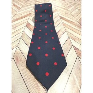 Rooster‎ Navy Blue Red Polka Dot Silk Necktie 58 Inches Long 3 Inches Wide